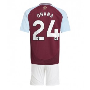 Billiga Aston Villa Amadou Onana #24 Hemmatröja Barn 2024-25 Kortärmad (+ Korta byxor)